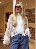 In The Autumn Of 2025, The New Women's Cascaded Horn Sleeves Are Two French Small Shirt Lace Tops. 68HZ