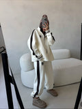 2025 Autumn And Winter New Collared Colliding Set Of Women's Fashion Half-Zip Jacket + Straight Trousers Two Sets 68HZ