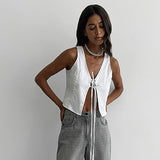 Summer Fashion Casual Cardigan With White Sexy Vest Comfortable Cotton Women's Clothing 68HZ