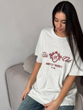 Spice Girls Loose T-Shirt Top Women Summer Leisure Lazy Letters Embroidered Shoulder Round Collar Women 68HZ