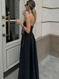 French Sexy Black Cotton Tset Coat Dress 2025 Spring And Summer Fashion New Long Dress Woman 68HZ