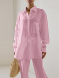 Spring New Purple Cotton Loose Long-Sleeved Trousers Set 2025 Fashion Commute Two Sets Of Women 68HZ