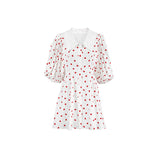 Spring And Summer New Cotton Foam Sleeve High-Waist Love Print Dress 2025 Fashion Short Dress 68HZ