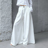 White Broad-Legged Trousers High Waist New 2025 Autumn Women's Loose-Fitting Relaxed Temperament Trousers 68HZ