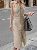 French Kaqi Cotton-Scress Waist-In-Up Temperament Dress 2025 Spring And Summer Fashion New Mid- And Long-Term Dress Woman 68HZ