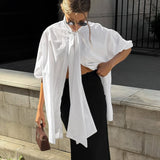 Autumn White Cotton Sexy V-Neck Sleeveless Vest Open Skirt Two-Piece Fashion Casual Suit 68HZ