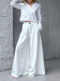 White Broad-Legged Trousers High Waist New 2025 Autumn Women's Loose-Fitting Relaxed Temperament Trousers 68HZ