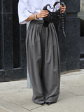 French Commuting Folding Gray Suit Trousers Women's Autumn 2025 Fashion Casual Loose Broad-Legged Trousers 68HZ