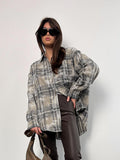 Spring 2025 New Pure Cotton In The Long Design Plaid Long Sleeve Shirt Fashion Shirt Women's Clothing 68HZ