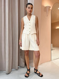 2025 New Beige Cotton Sleeveless Vest Vest Summer Loose Breathable Women's Two Sets 68HZ