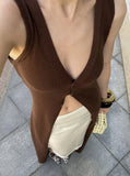 Women's Spice Girls Knitted Open-Shirt Girls Summer Long Three-Grained Solid Color Vest 2025 New Dress 68HZ