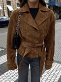 French Velvet Suit Collar Casual Double Buckle Jacket 2025 Autumn And Winter Fashion New Products Frosted Velvet Coat 68HZ