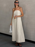 French Kaqi Cotton Thigh Braided High-Waisted Dress Open Back 2025 Summer New Long Dress Woman 68HZ