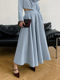 2025 Spring And Summer High Temperament Blue High-Waisted Cotton Dress New Fashion Long Dress 68HZ