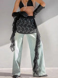 Sexy Lace Jiti Leaves Side Half-Shit Skirt Ass Curtain 2025 Summer Fashion New Short Skirt Girl 68HZ