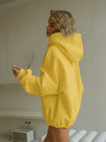 Autumn And Winter New Yellow Dopamine Sweet Wind Thick And Loose Long-Sleeved Rope Hooded Hoodie Woman 68HZ