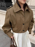 Licin Collar Temperament Simple Single-Dbutton Jacket Jacket 2025 Autumn Fashion New Trench Coat 68HZ