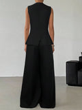 2026 Spring New Black Sleeveless Fork Trousers Two Sets Of Women's Fashion Casual Set 68HZ