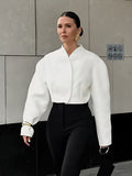 New 2025 Autumn Fashion Temperament Simple V-Neck Cutter Long-Sleeved Short Coat Woman 68HZ