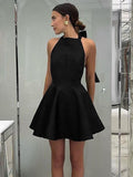 French Sexy Black High-Waisted Sleeveless Neck Dress 2025 New Spring Fashion Short Dress Woman 68HZ