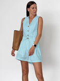 2025 Spring And Summer Cotton Tample New Sleeveless Vest Vest Suit Fashion Solid Color Two Sets Of Women 68HZ