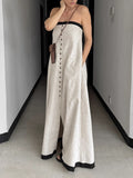 Colling-Coled Sling Dress Women Cotton Tampering Autumn 2025 High-End Feeling Without Shoulder Strap Bra Dress 68HZ
