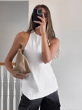 New Sexy Bare Back Hanging Neck With Sleeveless Vest Tops Fashion Pure Color Simple Women's Clothing 68HZ