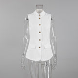2025 With Fashion Temperament Sleeveless Vest Blouse Spring And Summer White Small Standing Collar Casual Shirt 68HZ