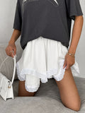 White Chiffon Lace Staggered Design Commuting Skirt 2025 Summer Fashion New Short Skirt 68HZ