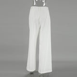 Spring/Summer 2025 Fashion High-Waisted Broad-Footed Trousers Loose Pocket Cotton Slacks Women's White Trousers 68HZ