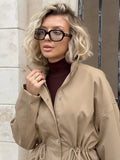 2025 Autumn Barn Wind Coat Women's Design Sense Of Long-Term Simple Leisure Loose Belt Tample Wind Breeze 68HZ