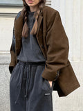 Brown Frosted Velvet Retro Collar Loose Velvet Jacket 2025 Autumn And Winter Maillard New Suit Woman 68HZ
