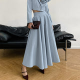 2025 Spring And Summer High Temperament Blue High-Waisted Cotton Dress New Fashion Long Dress 68HZ