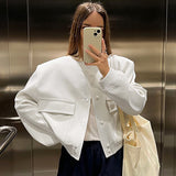 White Long-Sleeved Baseball Uniform Women's Clothing 2025 New Ins Wind Women's Jacket Jacket 68HZ