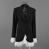 2025 Autumn New V-Neck Lace Lace Wind Black Temperament Small Suit Jacket Woman 68HZ