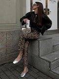 2025 New Cotton Sexy Leopard Embossed Pendant Pencil Trousers Fashion Women's Casual Pants 68HZ