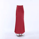 Red Thick And Dumb Color Clove High Waist Drag Skirt Dress 2025 Spring New Fashion Women's Clothing 68HZ