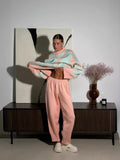 2025 New Casual Warm Suit Women's High-End Spring Color Sweater Straight Trousers Two Sets Inside 68HZ