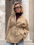 2025 Autumn Barn Wind Coat Women's Design Sense Of Long-Term Simple Leisure Loose Belt Tample Wind Breeze 68HZ