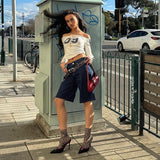 2025 Summer New Women's Pure Color Repair Street Fashion Word Collar Shoulder Long Sleeve Top 68HZ
