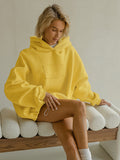Autumn And Winter New Yellow Dopamine Sweet Wind Thick And Loose Long-Sleeved Rope Hooded Hoodie Woman 68HZ