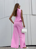 2025 Spring And Summer Sleeveless Body Sleeves Trousers Fashion Casual Temperament Suit Cotton Pink Commuting Women's Clothing 68HZ