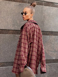 Autumn 2025 New Retro Red Scottish Check-In Ancient Shirt For Women Casual Long-Sleeved Shirt 68HZ