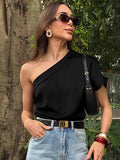 Spring And Summer New Irregular Collared Muted Shoulder T-Shirt 2025 Fashion Top Lady 68HZ