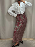 2026 Spring New Retro Lattice Half-Body Women's High-Rise High-Waisted Fishtail Skirt 68HZ