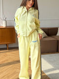 Hooded Jacket Set 2025 Niche Design Feel-Sensitive Strips Bumpy Straight Trousers Two-Piece Set 68HZ