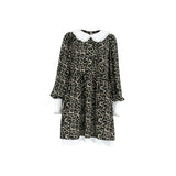 Leopard V-Neck Bubble Sleeve Splicing Lotus Leaf-Side Cover Dress 2025 New Spring Fashion Woman 68HZ