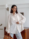 Casual Apricot-Coled Long-Sleeved Loose Pocket Top Summer Simple Commuter Jafuse Shirt Woman 68HZ