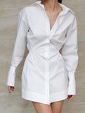 New Collar Temperament Shirt Dress 2025 Autumn And Winter Fashion A Short Dress Woman 68HZ