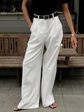 New White High-Waisted Trousers Fashion Simple Casual Pants Panties Loose Autumn Women's Clothing 68HZ